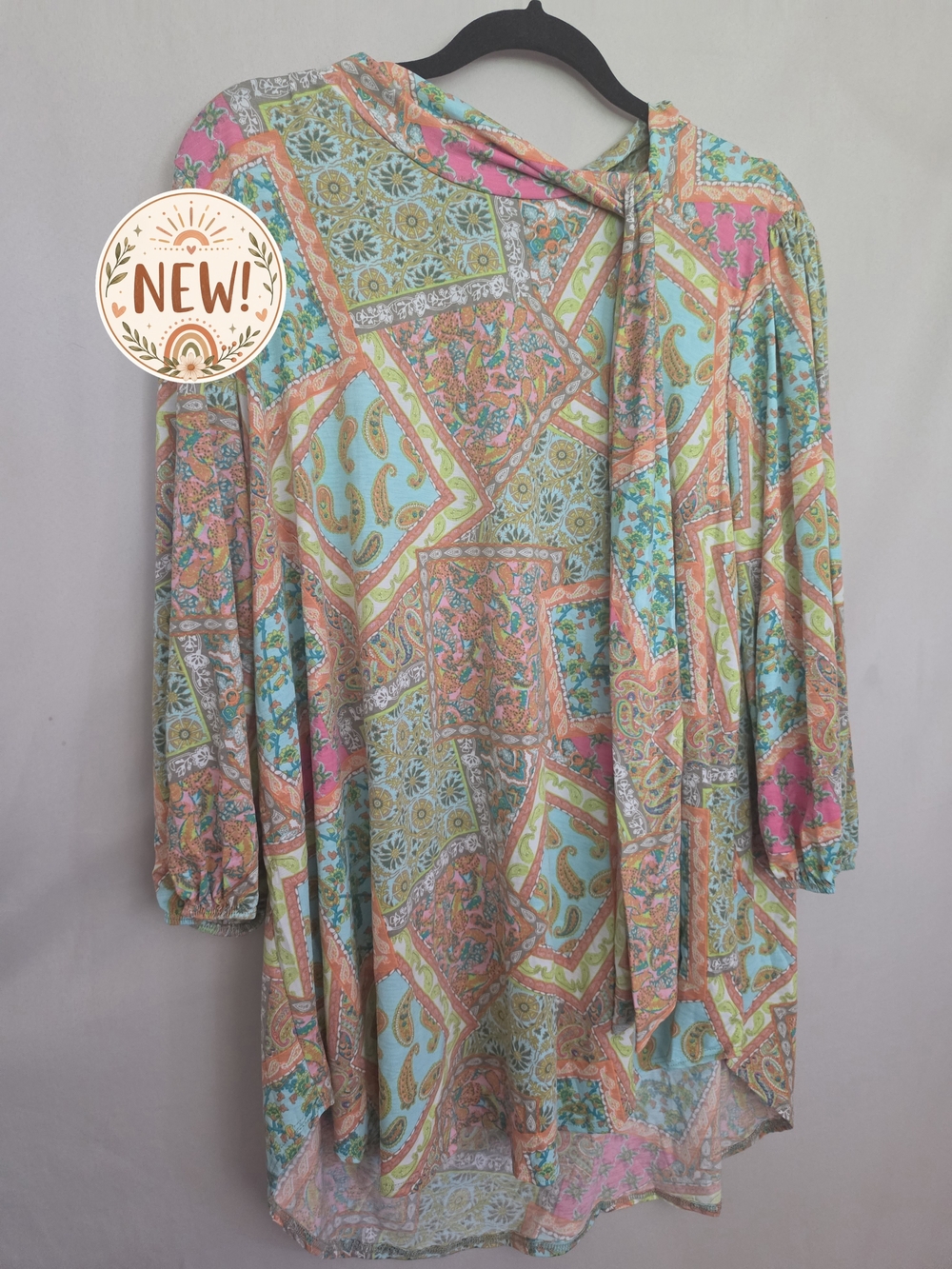Pastel Paisley & Floral Print Tunic Top - 2X